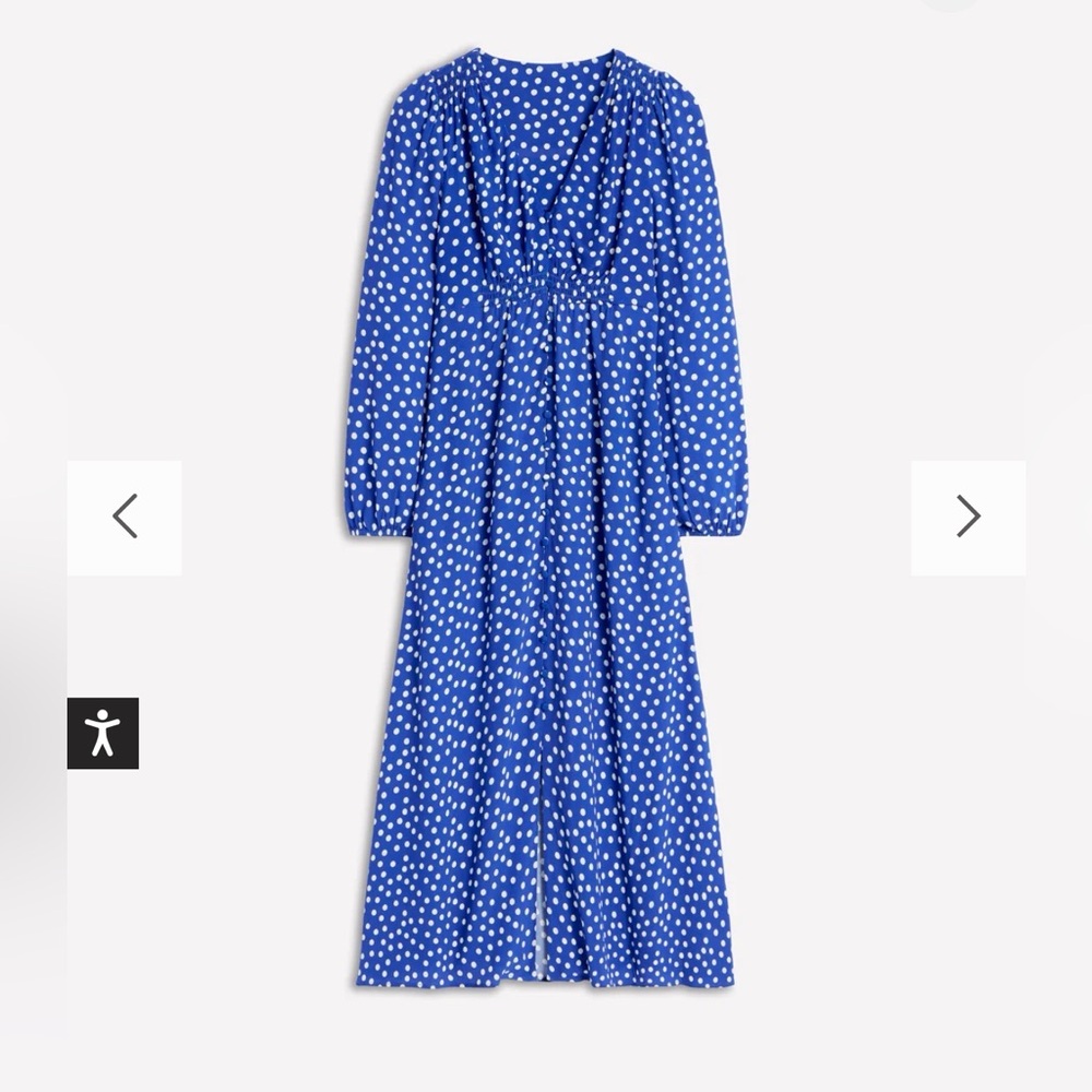 NWT Boden Cynthia Button Dress - Bright Blue, Abstract Dot (Size 6)